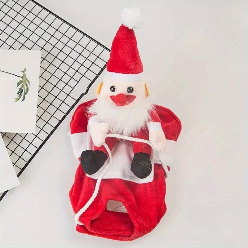 Süßer Weihnachtsmann auf Rentier Hundekostüm Warm Hund Haustier Weihnachten Verwandlungsmantel Schal Niedlicher Weihnachtsmann auf Rentier Hund