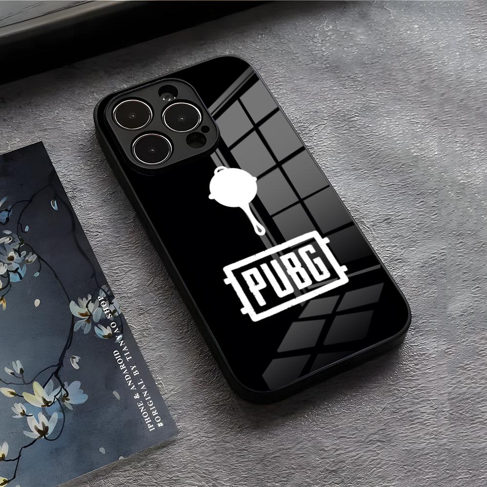P-Pubg G-Game Phone Case For IPhone 17 Air 16 E Pro Max 15 14 13 Mini 12 Pro 11 Max Plus Black Glass Cover