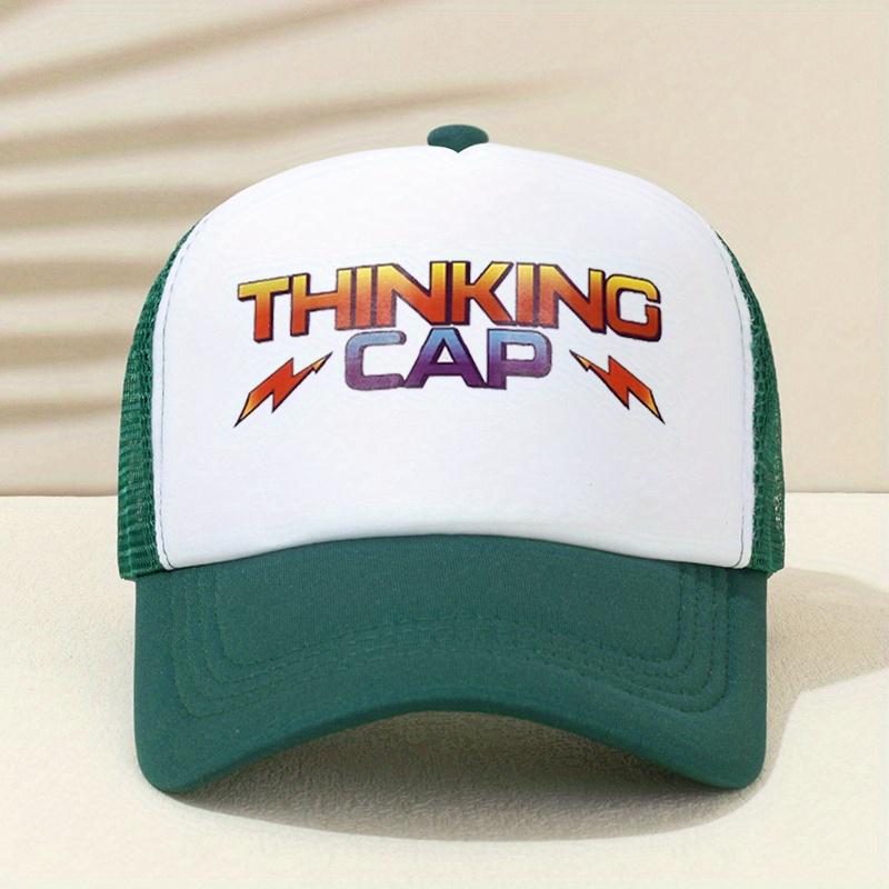 Thinking Cap Graphic Trucker Hat Retro Colorful Print Mesh Breathable Unisex Adult Outdoor Baseball Cap