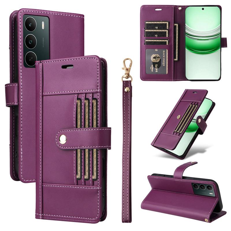 Klapphülle aus Leder für Realme C75 C71 C73 C65 C63 C75X P1 P2 Pro 5G Flip Cover Handyhüllen Business Außen Kartenfach