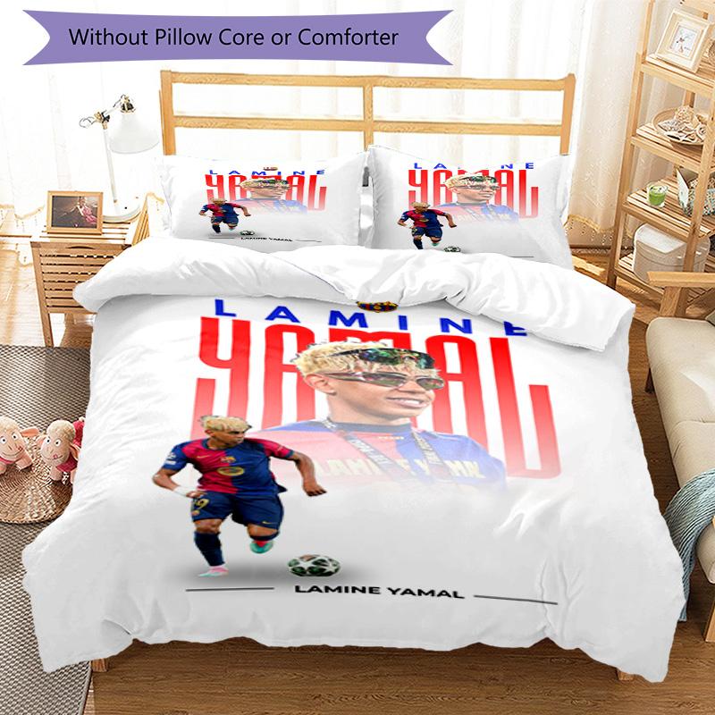 Lamine Yamal Fcb World Cup Champion Bedding Set,Premium Bed Linen for Bedroom Home Decoration,Perfect Collectible Gift for Messi Fans,Easy Care Duvet 