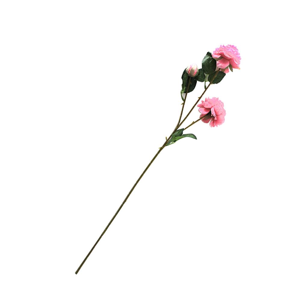 Simulated 3 Headed Peony Decoration Realistic Artificial Peony Branch for Wedding Light Pink
