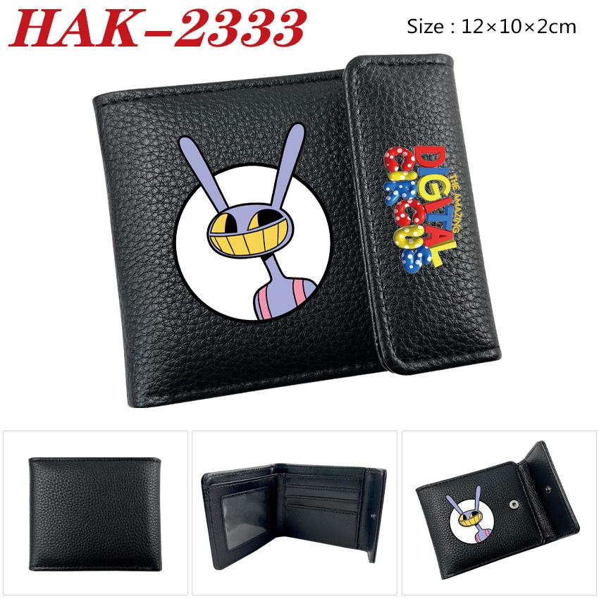 The Amazing Digital Circus PU Leather Wallet Black Snap Closure Anime Short Card Holder for Men Women