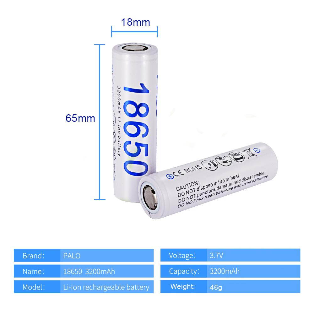 PALO 18650 Battery 3.7v 3200mah Li-ion Rechargeable Battery with Led Smart Charger for 3.7v Li Ion Battery