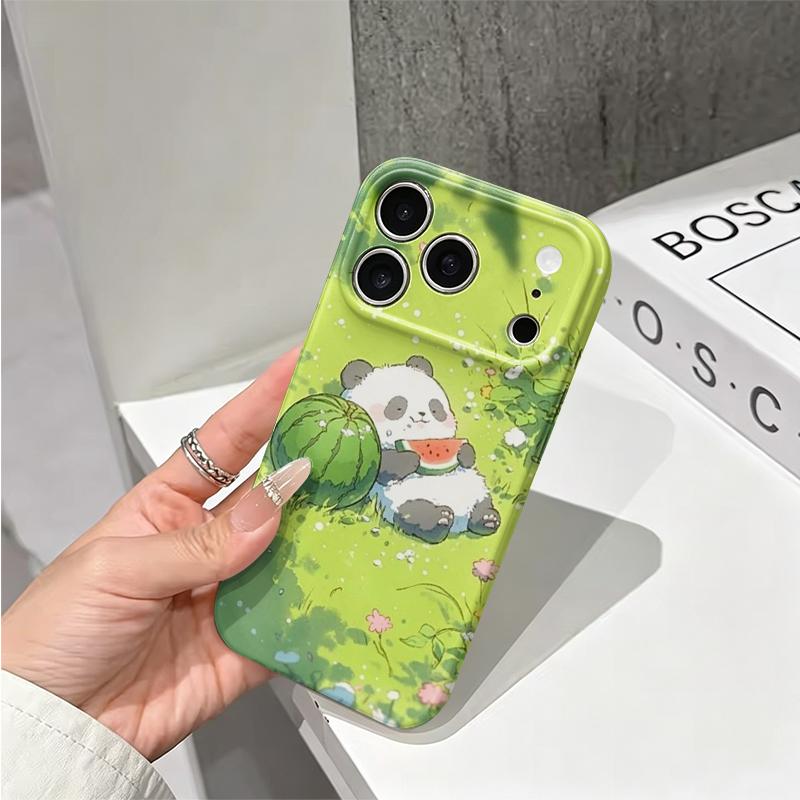 Refreshing Summer Panda Melon Graphic Art Film Aesthetic Protective Shockproof Bumper Phone Case Cover For iPhone 13 14 15 16 17 Pro Max Plus