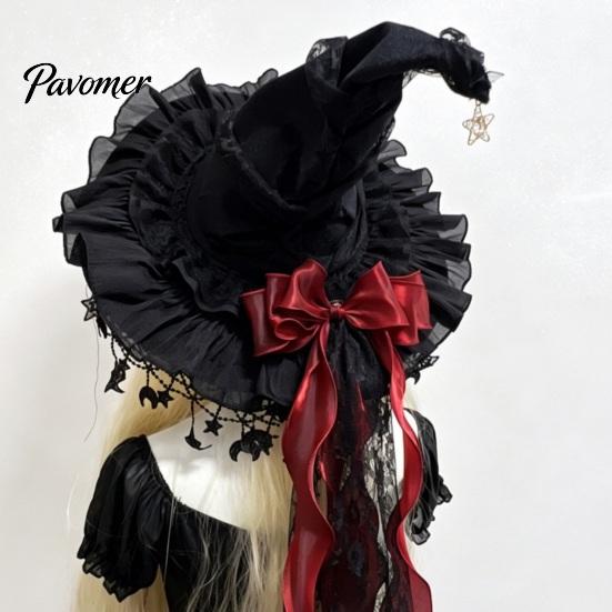 Dark Princess Style Cap Halloween Witch Hat, Gothic Wizard Costume Headpiece for Women, Spooky Velvet Cone Comic Exhibition Props Hat with Mesh Veil,