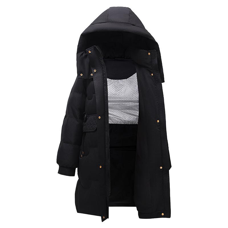 Mid-length down jacket for women new winter fashion hooded thickened warm white duck down jacket for women