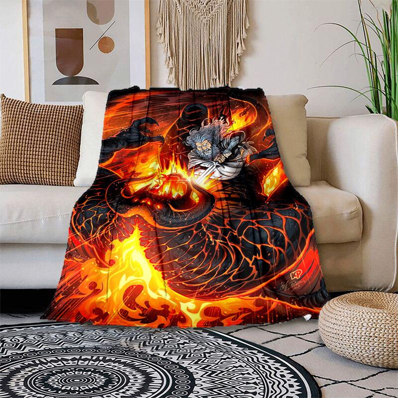 

1pc Dragon vs. Wizard: Epic Battle Cartoon Blanket,Portable Throw for Travel & Camping, All Season Cozy Blanket,Ideal Gift 80cmx120cm
