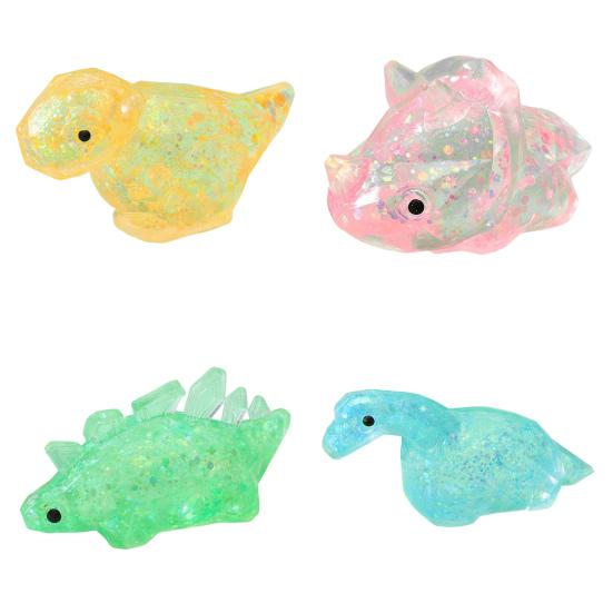 Dinosaur Shape Squeeze Toy Glitter Soft Pinch Toy for Stress Relief