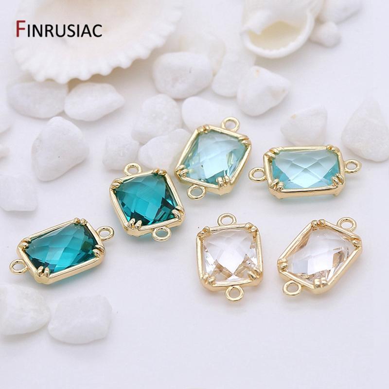 DIY Jewelry Accessories New Korean Style Zircon Connector 14K Gold Plated Beautiful Colors Component For Jewelry Making Supplies