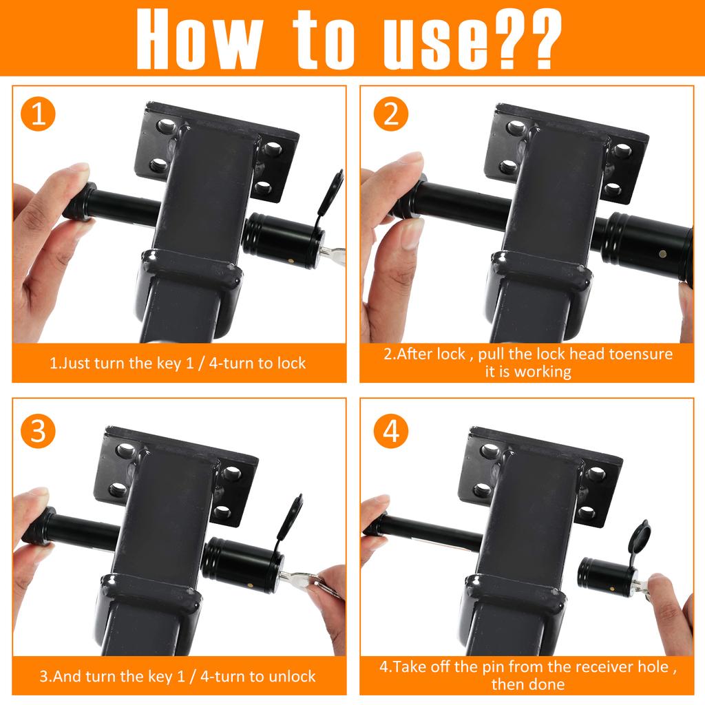 Trailer Hitch Lock 5/8 Inch Carbon Steel Towing Hitch Receiver Lock Anti-Theft Waterproof Hitch Receiver Pin Lock Fits 2"