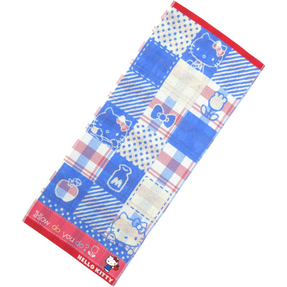 Marushin Face Sanrio Hello Kitty Retro Block Antibacterial and Deodorizing 3725004000 Towel, Kitty, Cotton, Treatment,