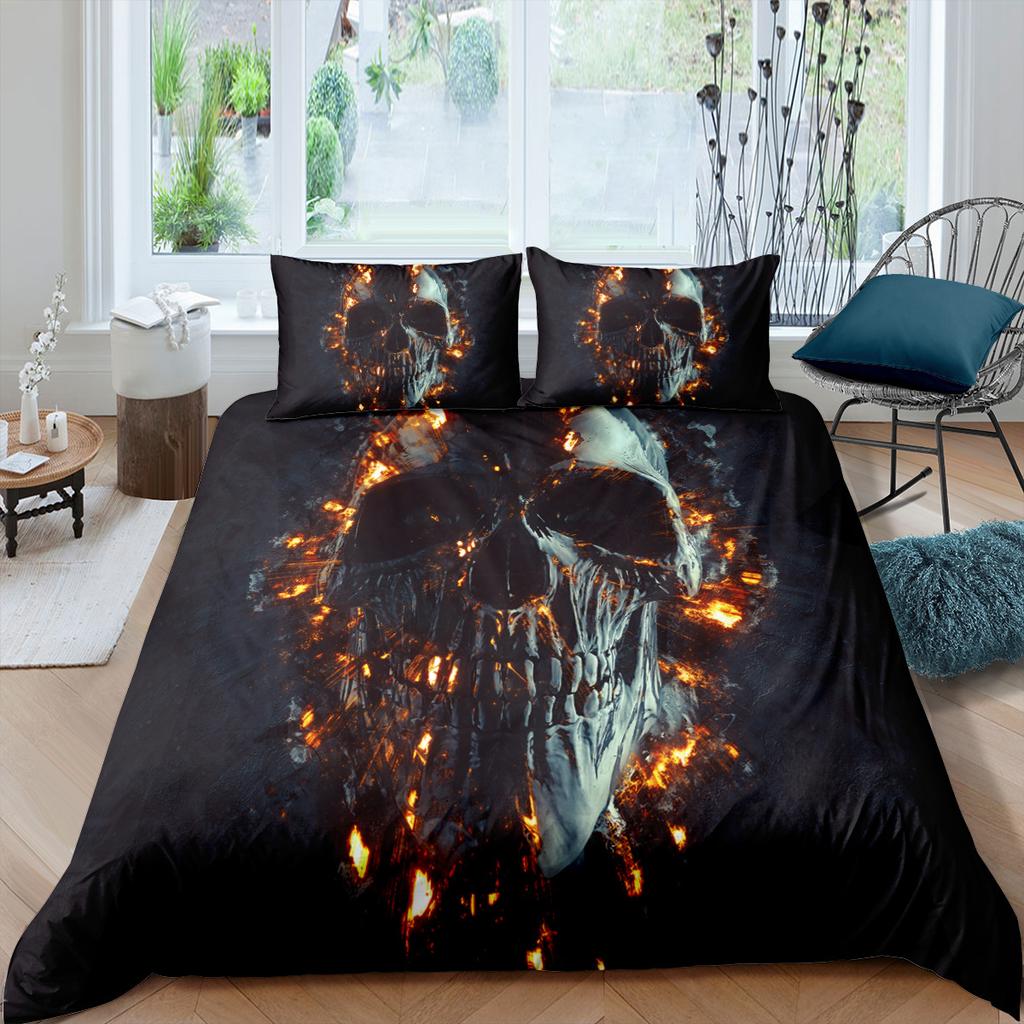 Home Bedding Set Skull Quilt Cover and Pillow Cover Bedding Set AU/EU/US Full Size Home Decoration