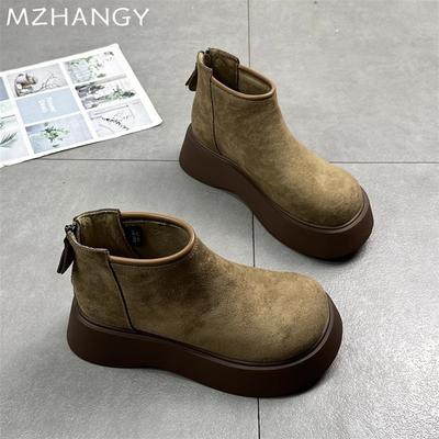 Women Suede Flats Ankle Boots Platform Fashion Winter Shoes Woman 2025 Trend New Snow Short Boots Walking Cozy Brand Mujer Botas