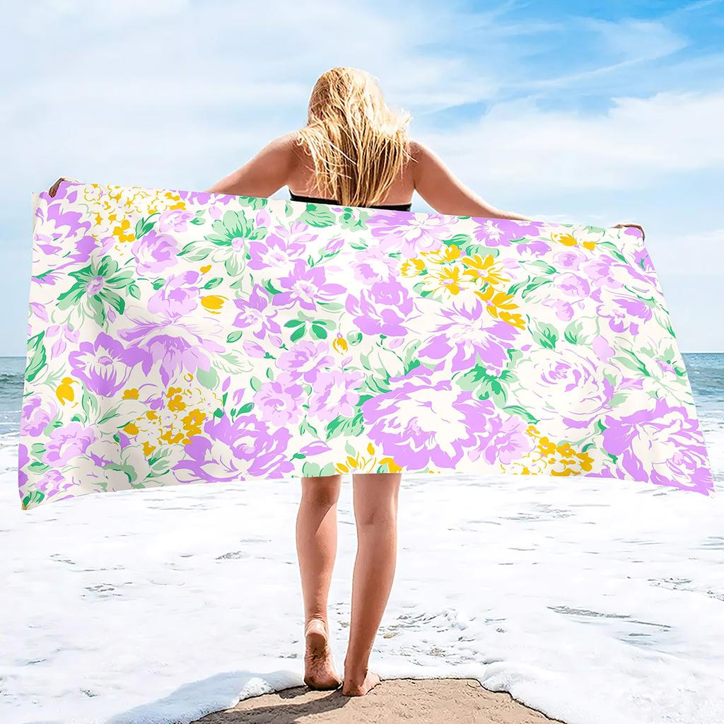 Bath Towel Boho Style Flower,Oversized Sand Proof Blanket Swimming Floral Flowers Bath Pool Towel for Travel Camping Yoga Sport