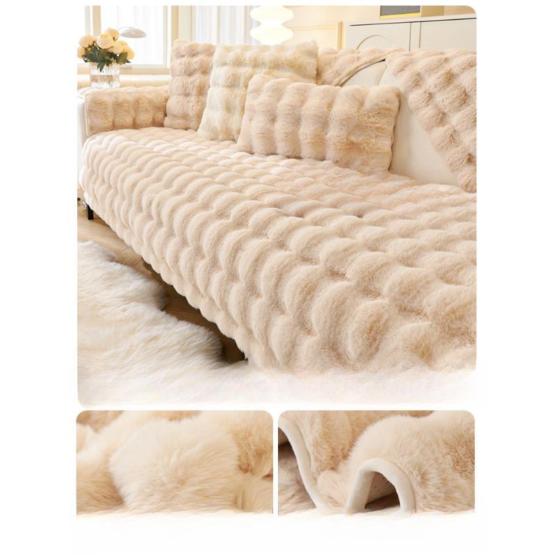 Plush Sofa Cushion Winter Thickened Cushion Non-Slip Leather Sofa Special Cover Cover Cloth