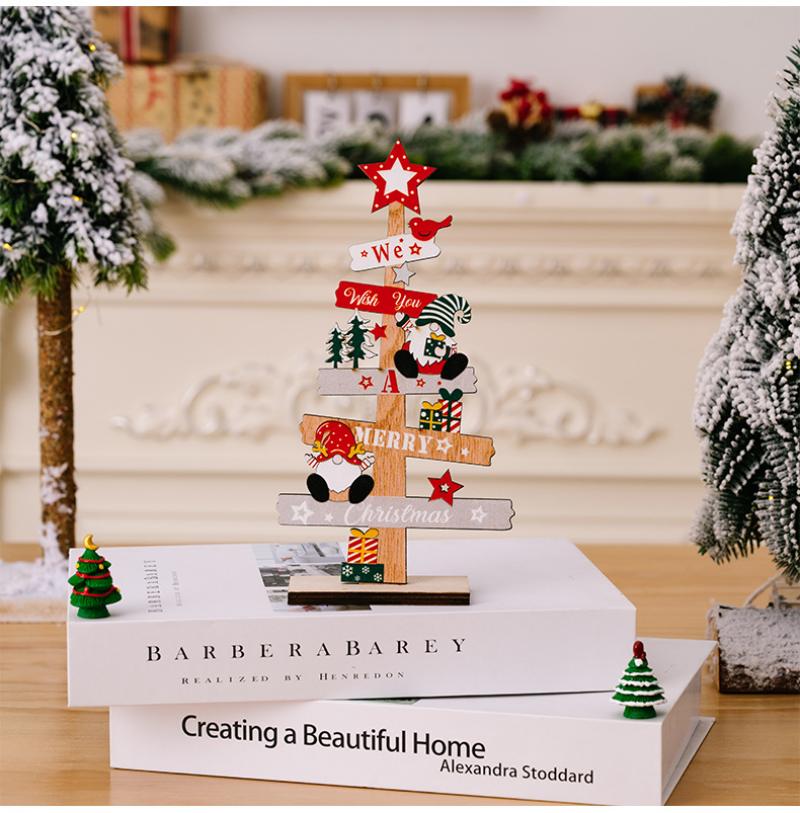 Wooden Christmas Tree Desktop Ornament Santa Claus Merry Christmas Sign Plaque Xmas Decoration for Home 2025 New Years Noel Gift