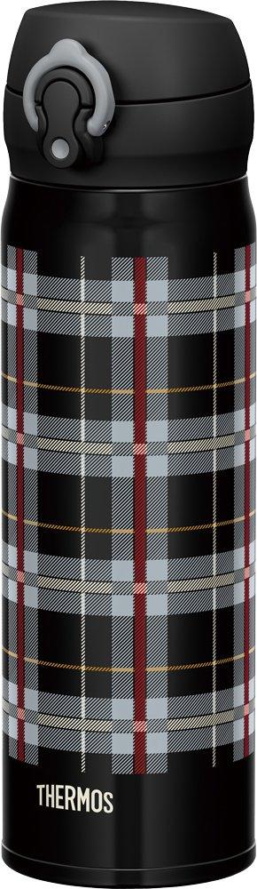 Thermos Vacuum Insulated Portable Black Open BKC Mug, 0.5L, Check, One-Touch Type, JNL-502G чёрный