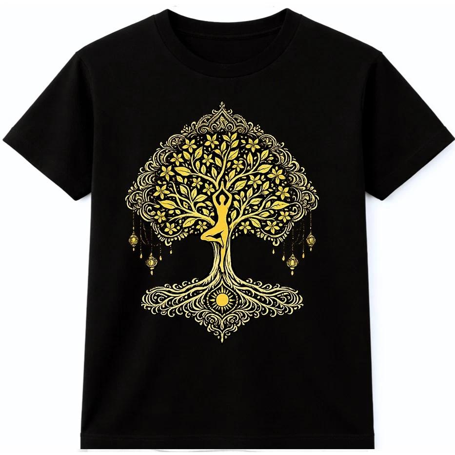 Tree Of Life Yoga T Shirt Meditation Mindfulness Graphic Tee Nature Floral Top 3XL