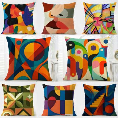GGeometric Abstract Art Cushion Cover Pillow Case Soft Friendly Fabric  Concealed Zipper