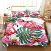 Flamingo Duvet Cover King/Queen Size Green Tropical Leaves Decor Bedding Set Palm Tree Flower Soft 2/3pcs Polyester Quilt Cover
