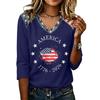 Long Sleeve Shirts for Women Womens Long Sleeve Tops Long Sleeve Tops for Women Womens Long Sleeve T Shirts Flag Print V Neck Tee