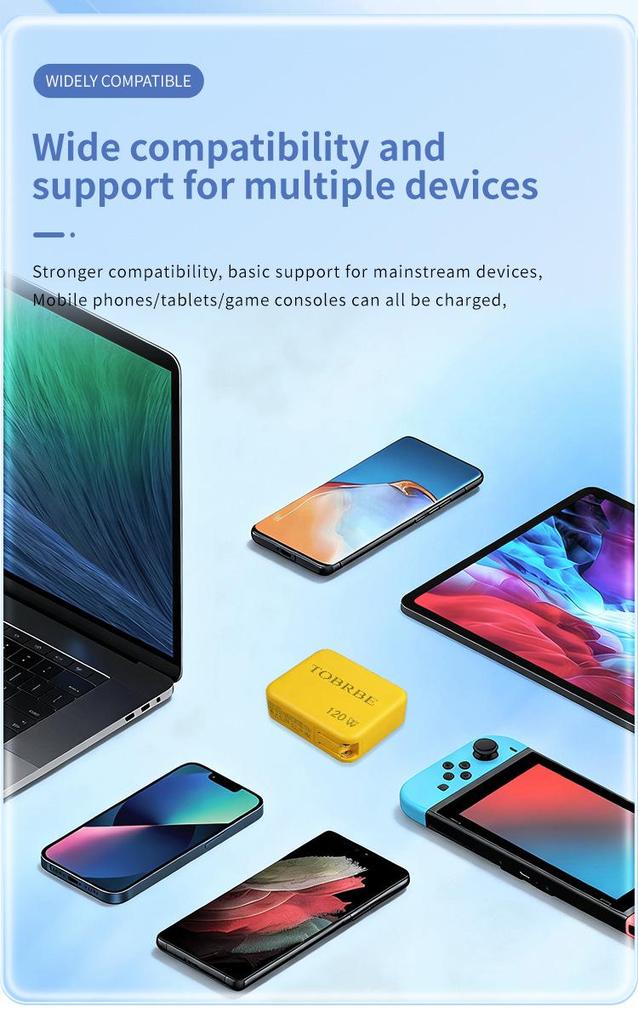 Fast Charging GaN Charger with Retractable Cable for Apple, iPad, Huawei, Xiaomi, and Android.