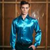 2025 Men's Shiny Satin Long-Sleeve Shirt - Spring/Autumn Trendy Nightclub Style.