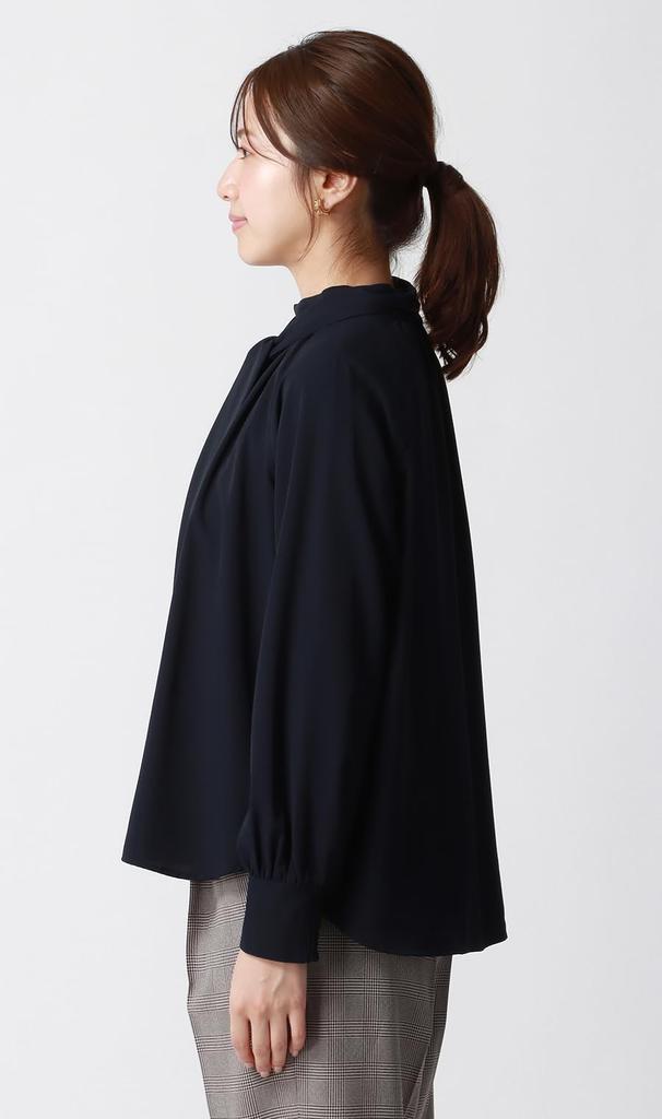 High-neck Bowtie Blouse [2-way] [long Sleeves]