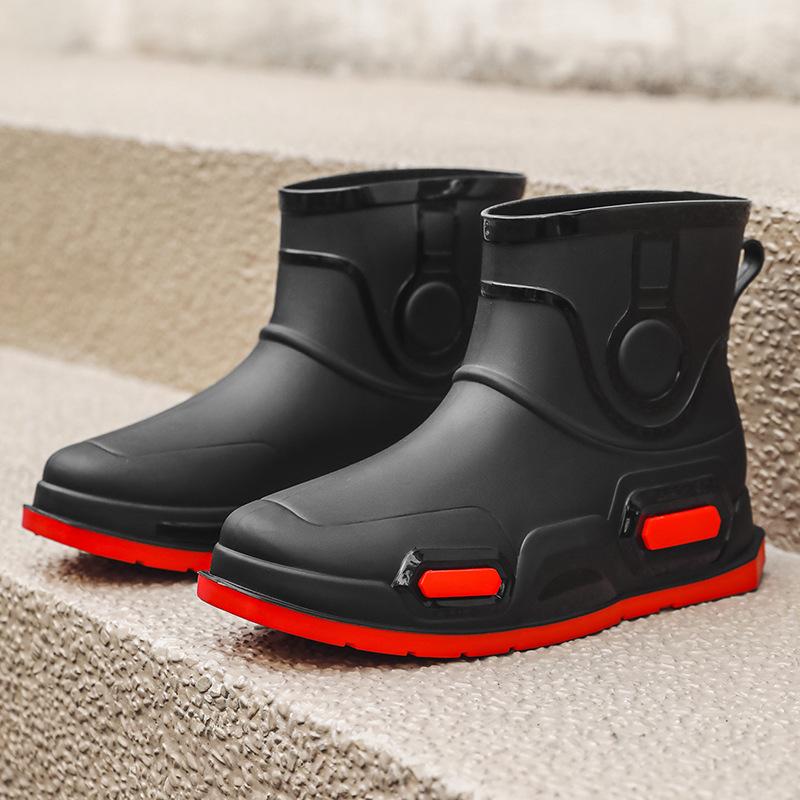 High Quality Men's Rain Boots Mid-calf Waterproof Work Boot Spring Fall Fishing Boots Men New Keep Warm Winter Rubber Rain Shoes