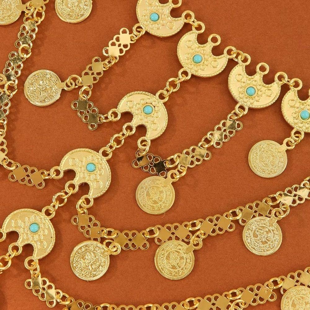 Multi-layer Disc Tassel Head Chain Golden Moon Coin Bridal Headdress Hair Jewelry Luxury Headwear