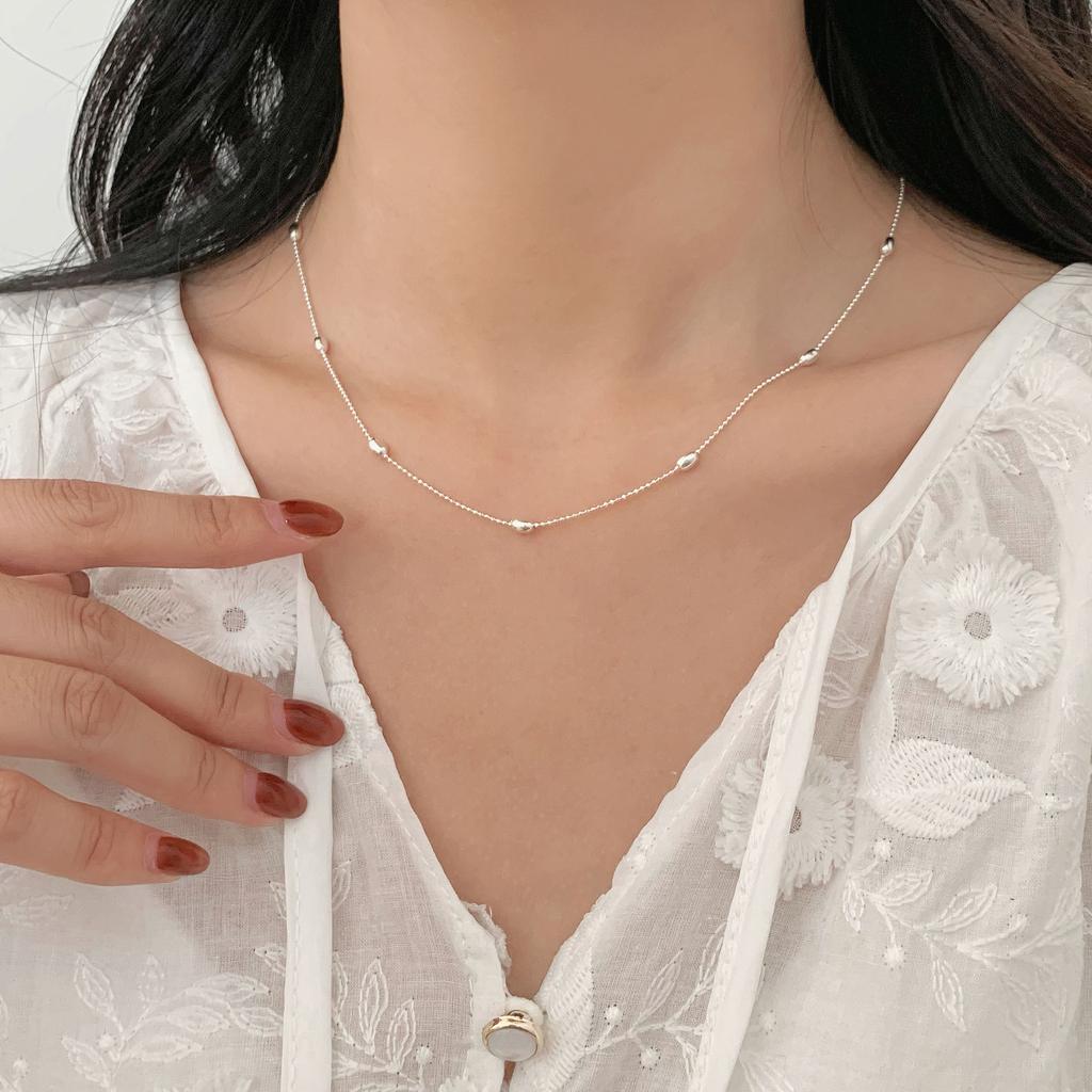925 Sterling Silver Bead Necklace for Women Versatile Fashionable Elegant Clavicle Chain Female Jewelry Gifts Accessories