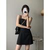 Women's Khaki Spaghetti Strap Mini Casual A-line Square Neck Sleeveless Short Dress