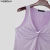 INCERUN Men V Neck Strap Sleeveless Twisted Casual Fitted Tank Tops Undershirts