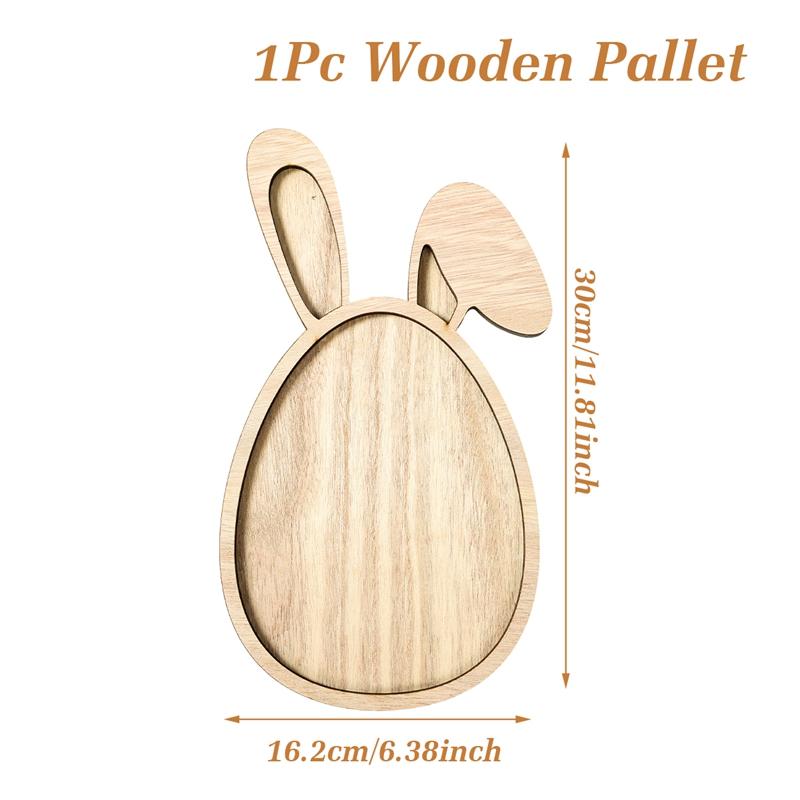 Easter Bunny Tray Wood Food Plate Fruit Serving Bread Display Wooden Spring Decor Kids Child Cake Decorations Easter Supplies