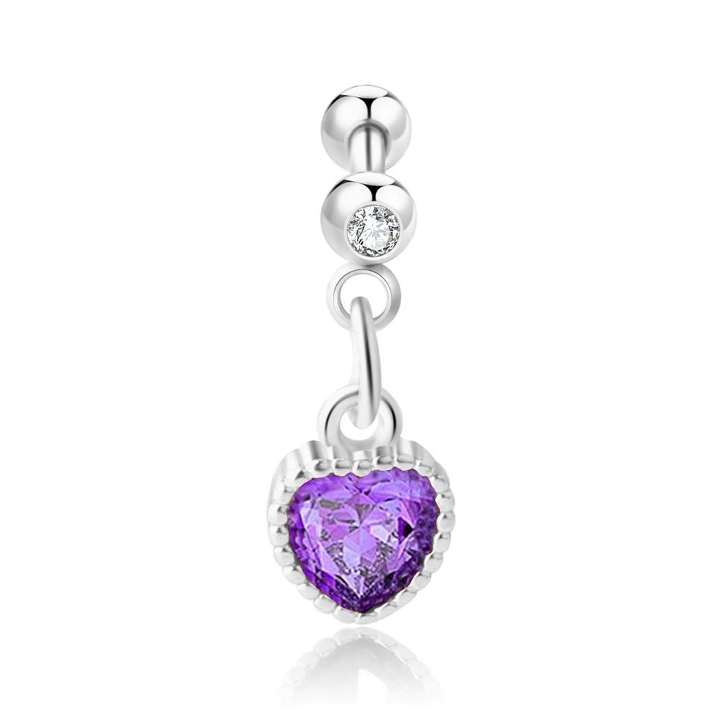 Zircon Stainless Steel Cartilage Stud Earrings - European & American Style