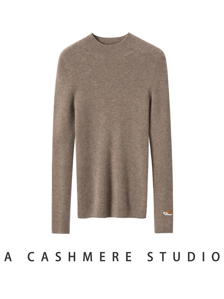 Autumn/Winter 2025 Women's Slim-Fit Striped Cashmere Embroidered Knit Top