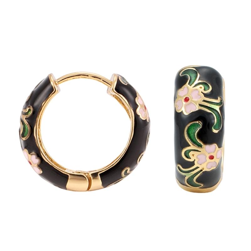 Colorful Circle Drop Earrings Cartilage Huggie Hoop Earrings Geometric Shaped Ear Rings Stylish Accessories for Women