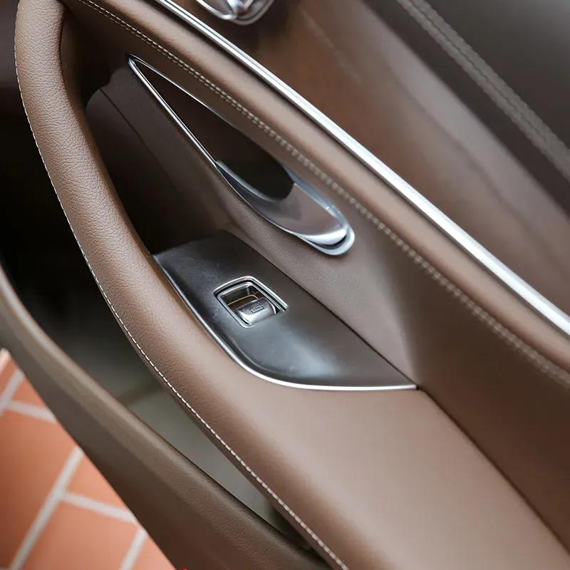 For Mercedes Benz E Class W213 2016- Car Styling ABS Silver Car Door Window Button Cover Frame Trim Sticker Car Accessories