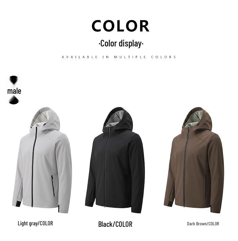 Men's & Women's Couple Hooded Softshell Jacket - Windproof, Warm, Loose Fit, Casual Sportswear for Spring & Autumn