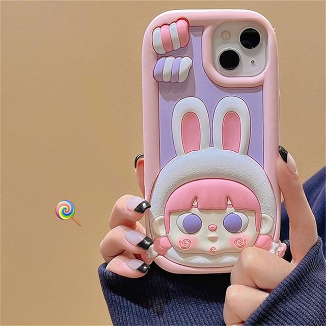 

Ins корейский милый чехол для телефона с карамельным кроликом для девочек для Iphone 14 13 12 Pro Max 11 «Милый кролик», силиконовый противоударный мягкий чехол, принципиально For iPhone 13