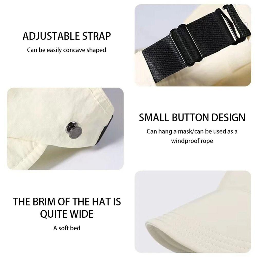 Korea Summer Ponytail Caps Wide Brim Beach Visor Caps Breathable Women Sun Hats  For Ladies