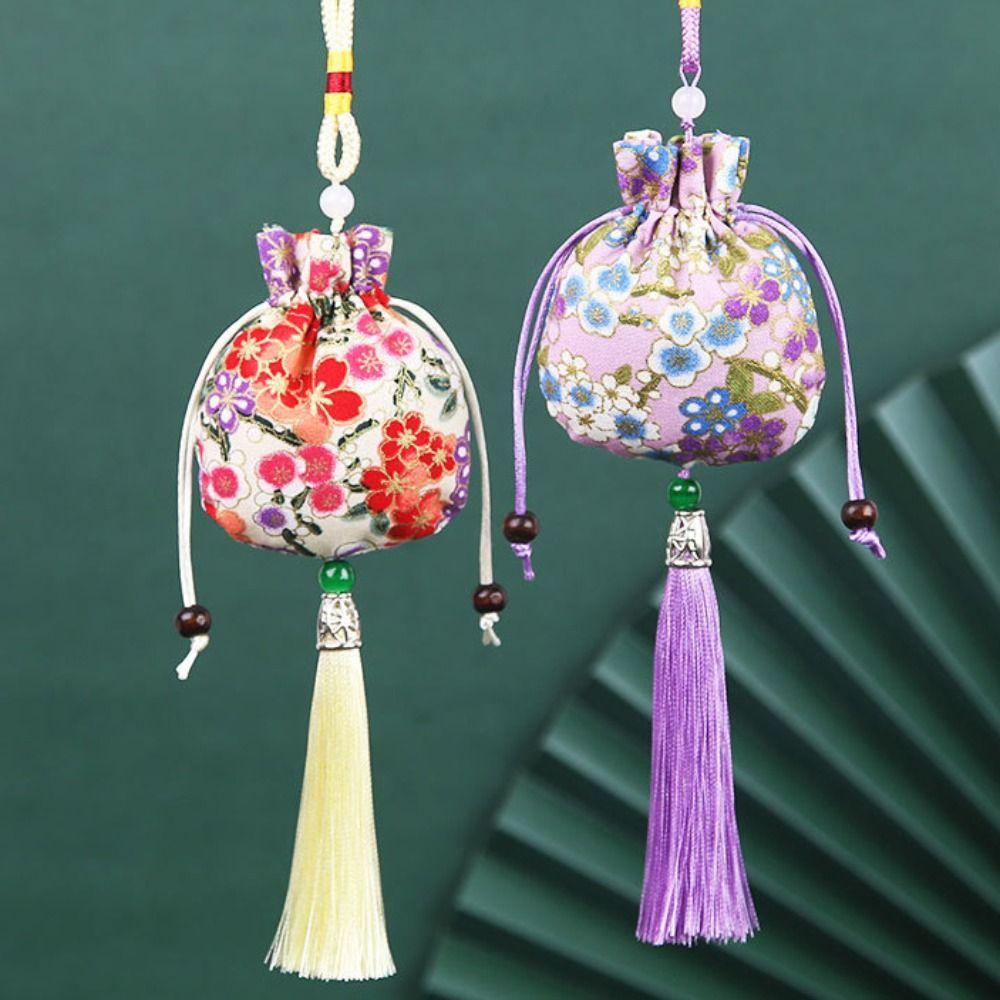 for Filled Fragrant Herbs Cloth Sachet Printing Tassel Small Pouch Fashion Car Pendant  Girl