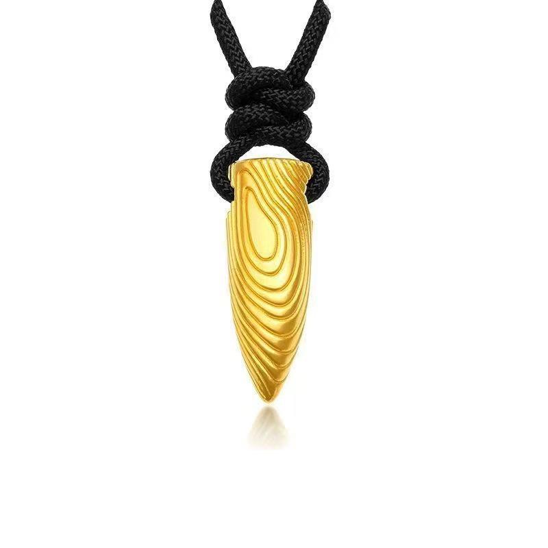 Gold Pigment Bullet Pendant Necklace for Men and Women, Personalized Retro Jewelry