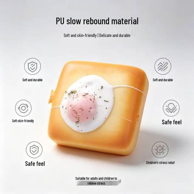 Net Red Fried Egg Toast Squeeze Toy - Soft, Slow Rebound, Sugary Egg Bread Simulation Decompression Toy