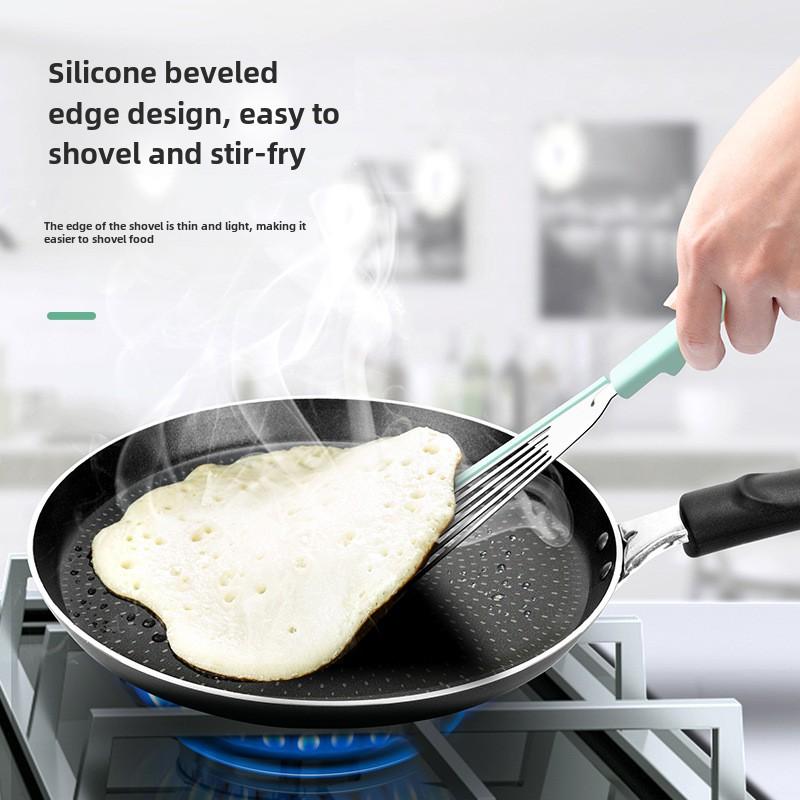 The kitchen anti-scalding frying spatula heat-resistant frying fish spatula all stainless steel spatula home outdoor cooking