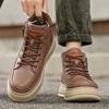 Men's Leather Casual High-top Board Shoes, New High-top Men's Shoes In Autumn and Winter, with Higher Thick Soles