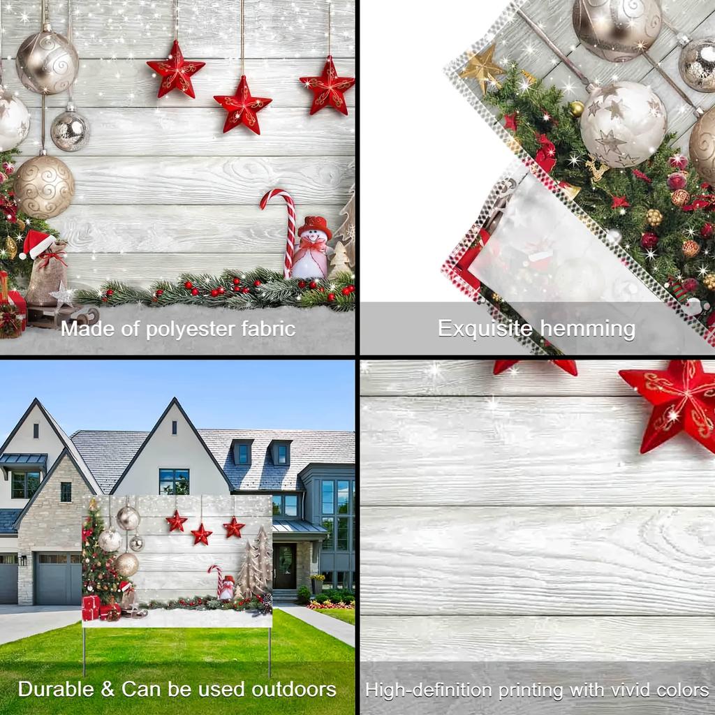 1 Christmas polyester photography background - white wooden floor for holiday and winter seasons
