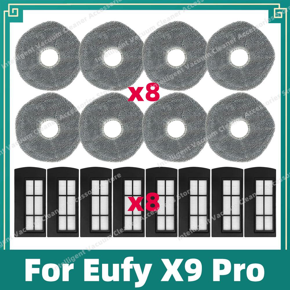 Compatible For Eufy X9 Pro Vacuum Cleaner Side Brush Hepa Filter Mop Cloth Rag Accessories Replacement Spare Parts