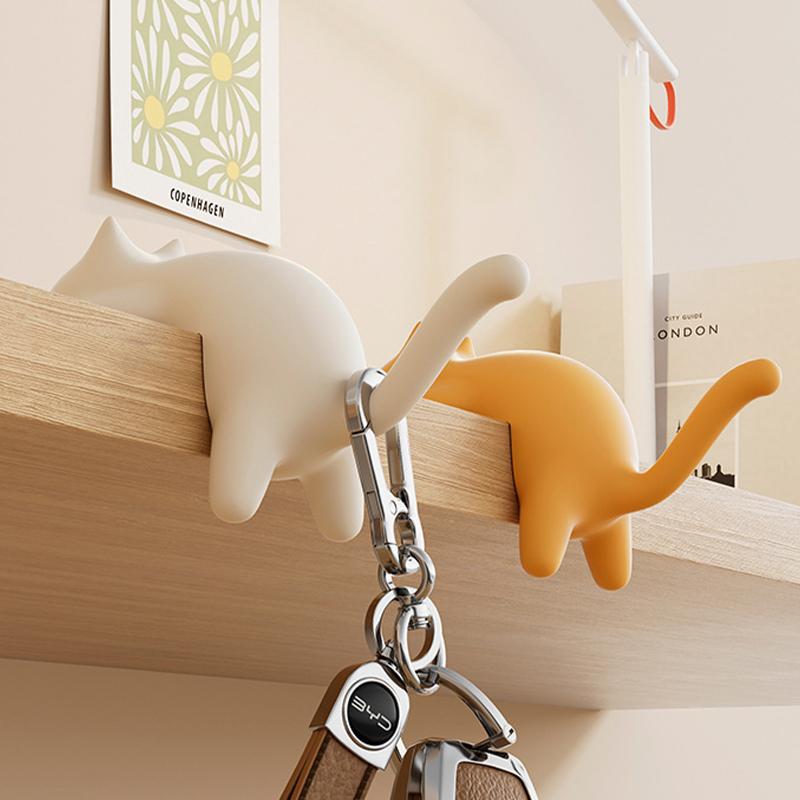 1Pcs Cute Portable Cat Bag Hook Hanger Table Hook Handbag Backpack Travel Bag Organizer Holder Home Office Decor Desk Side Hooks